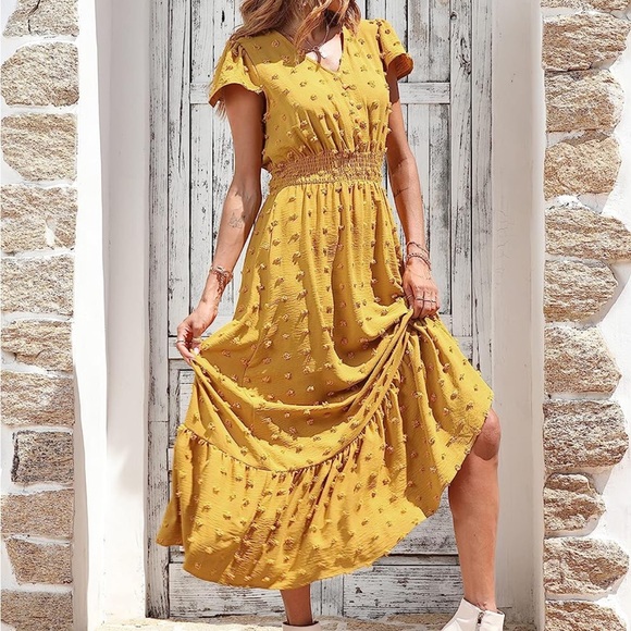 Dresses | Prettygarden Mustard Yellow Maxi Dress Size Large | Poshmark